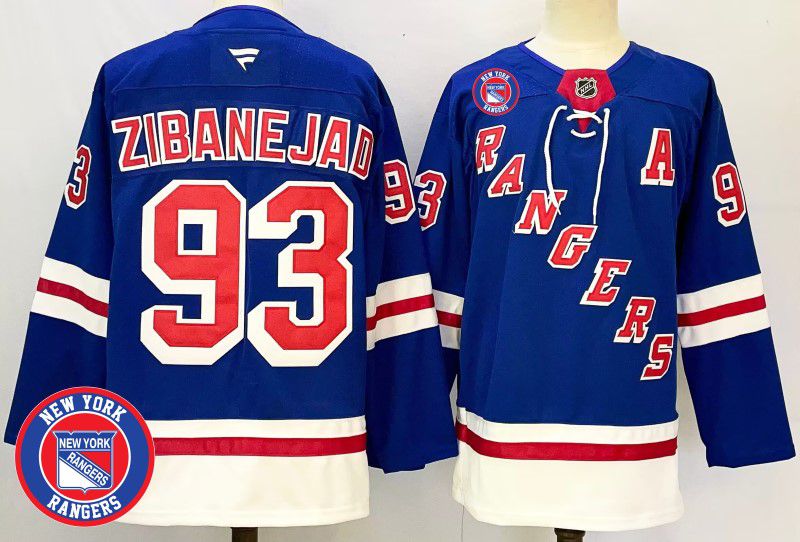 Men New York Rangers 93 Zibanejad Blue Fanatics 2025 NHL Jersey style 3